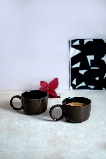 Buy Colaba Handcrafted Black And White Ceramic Tea Cup Online – Freedom ...