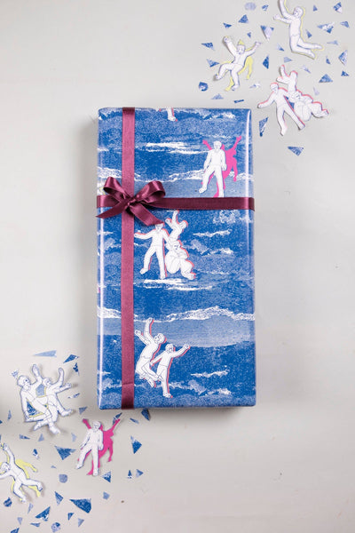 GIFT WRAP Free Falling Blue Wrapping Paper (Set of 6)