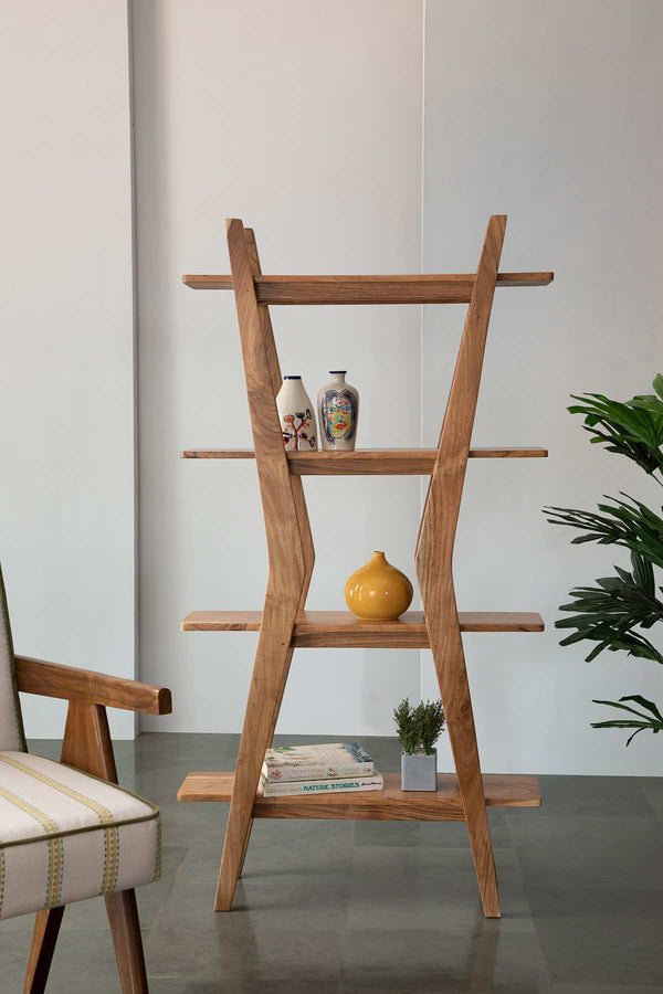 Boomerang Acacia Wood Bookshelf
