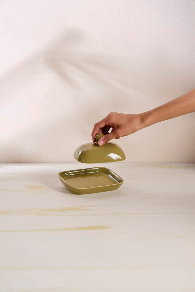 BREAKFAST Color Pop Butter Dish (Olive)