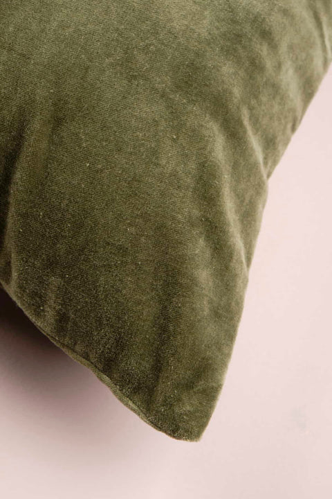 PRINTED CUSHIONS Olive (46 Cm X 46 Cm) Velvet Cushion Cover