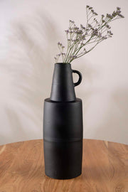 FLOWER VASE Beed Ceramic Vase (Matt Black)