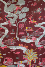 UPHOLSTERY FABRIC Mindscape Printed Upholstery (Brick Red)