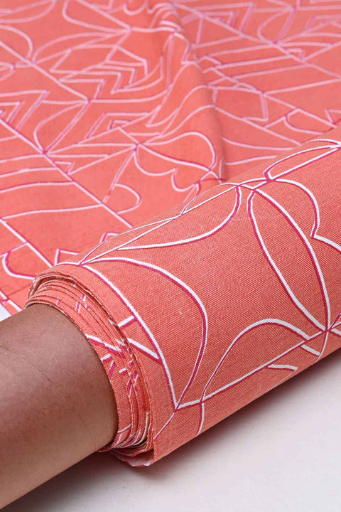 UPHOLSTERY FABRIC Wireframe Printed Upholstery Fabric (Coral)