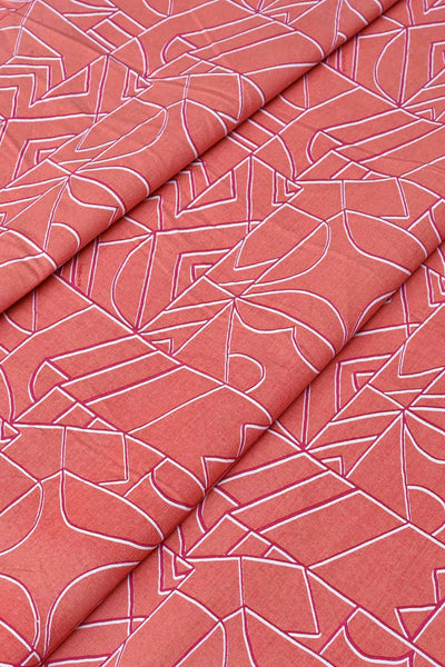 UPHOLSTERY FABRIC Wireframe Printed Upholstery Fabric (Coral)
