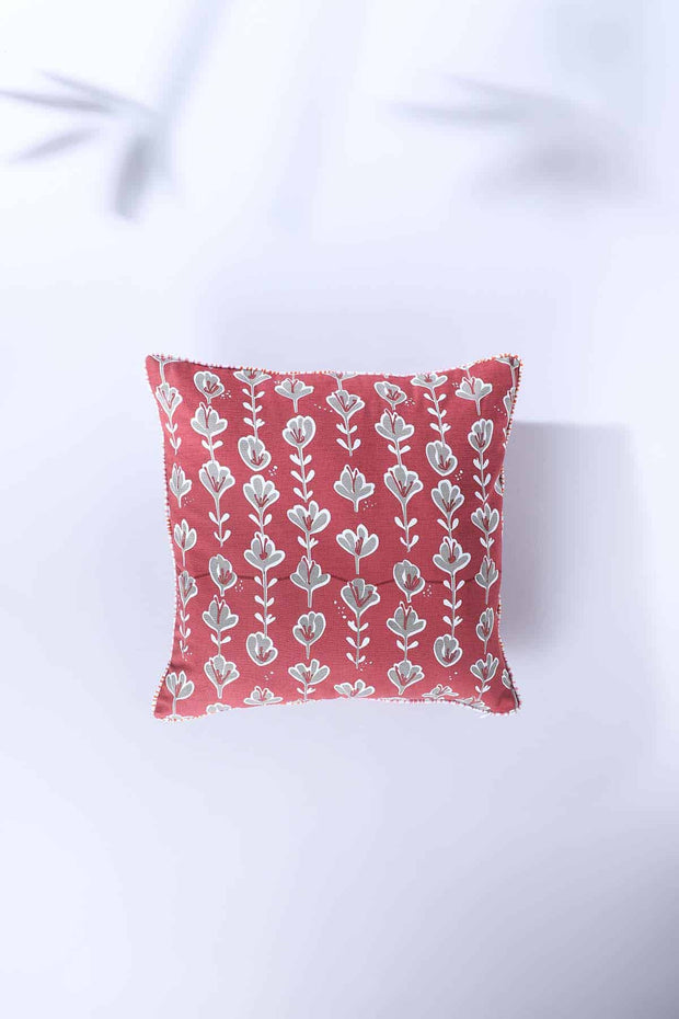PRINTED CUSHIONS Huki (46 Cm X 46 Cm) Cushion Cover (Brick Red)