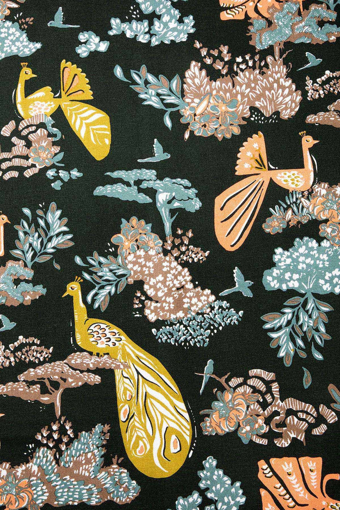 Fabric Freedom - Deco Delight cotton fabric in Green Peacocks Feather