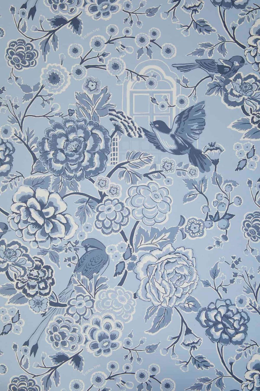 Damask Rose Blue Wallpaper (Narrative)