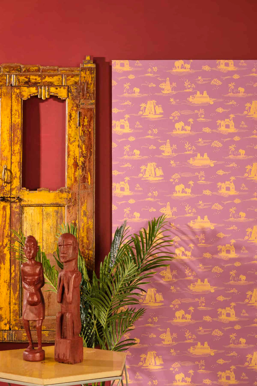 WALLPAPER Coromandel Washed Rose Wallpaper