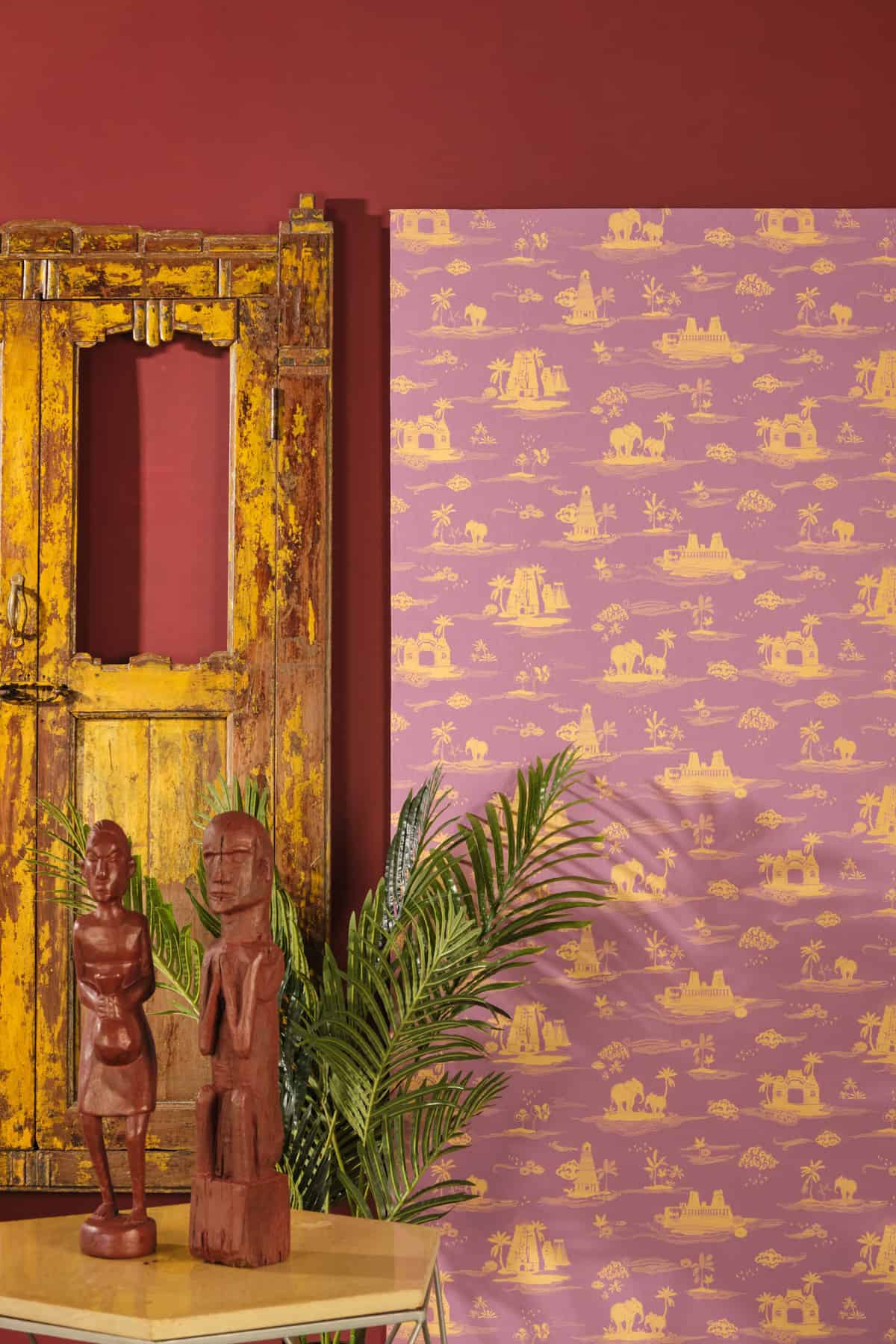 WALLPAPER Coromandel Washed Rose Wallpaper
