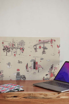 Whim City Neutral And Red Wallpaper (Narrative)