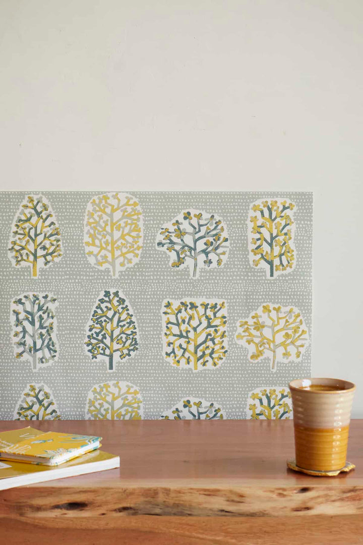 WALLPAPER Palash Grey Yellow Wallpaper