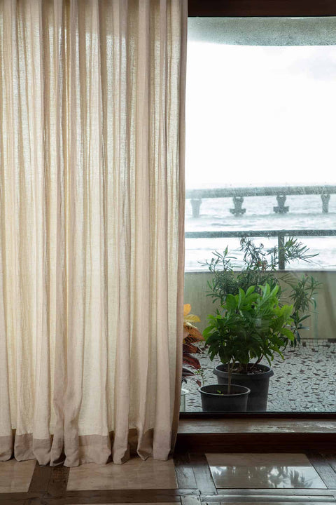 COTTON FABRIC AND CURTAINS Malabar (Beige) Cotton Fabric and Curtains