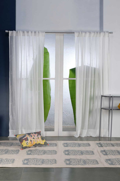 SHEER FABRIC AND CURTAINS Feeling Freedom Printed Sheer Fabric (White Shadow)