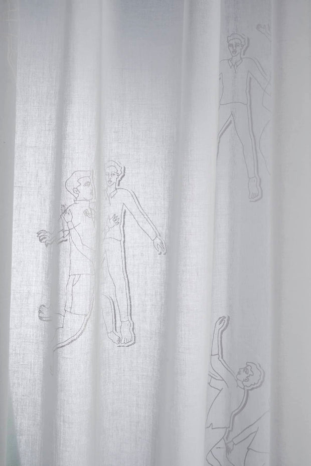 SHEER CURTAINS Feeling Freedom Printed Sheer Curtains (White Shadow)