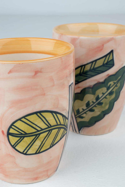 MUGS & CUPS Arakta Leaf Coffee Mug (Set Of 2)
