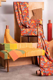PRINT & PATTERN HEAVY FABRIC Casual Striper Papaya Orange Upholstery Fabric