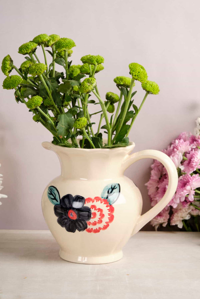 Hand Painted Chrysanthemum Pitcher Set