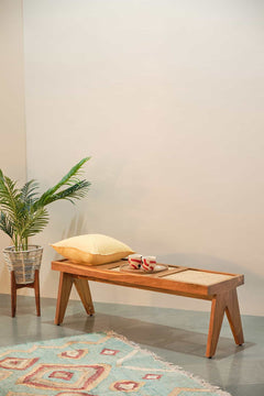 Civic Teak Wood And Wicker Bench