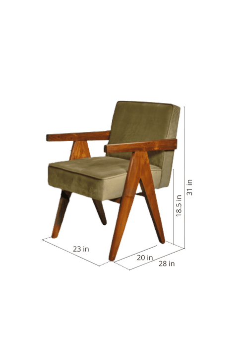 ARMCHAIR Civic Upholstered Accent Chair (Teak Wood)