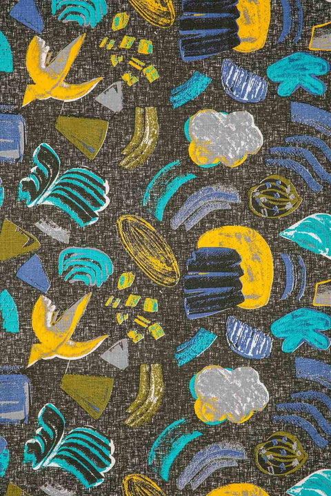 UPHOLSTERY FABRIC SWATCH Crayon Upholstery Fabric (Blue Black) Swatch