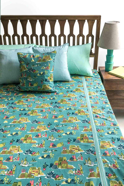 BEDCOVER Days Without End Duck Egg Cotton Sheeting Bedcover