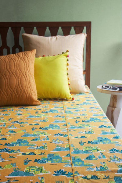 BEDCOVER Days Without End Yellow Cotton Sheeting Bedcover