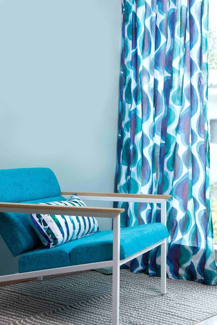 SHEER FABRIC AND CURTAINS Deja Vu Sheer Fabric And Curtains (Blue)