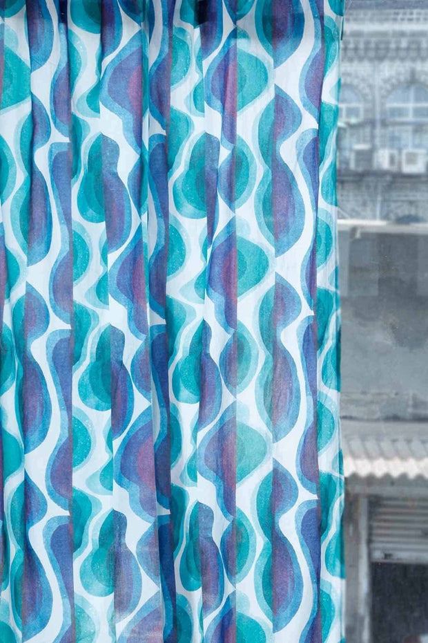 SHEER FABRIC AND CURTAINS Deja Vu Sheer Fabric And Curtains (Blue)