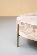 COFFEE TABLE Drum White Washed Coffee Table (Teak Wood)