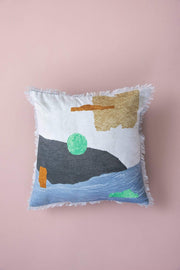 PRINTED CUSHIONS Earth Sky Blue Ocean (46 CM X 46 CM) Cushion Cover