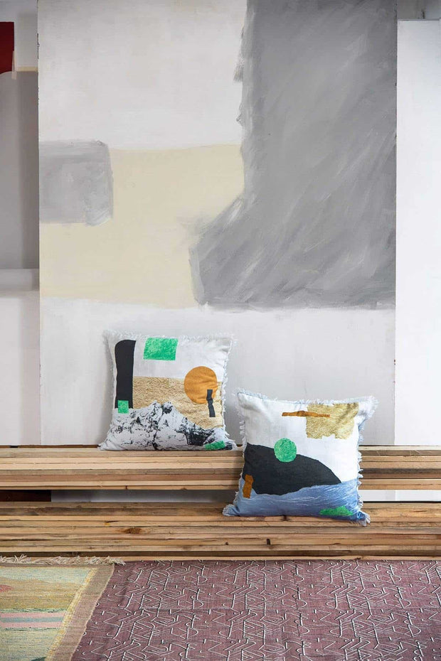 PRINTED CUSHIONS Earth Sky Grey Ocean (46 CM X 46 CM) Cushion Cover