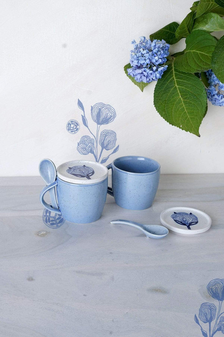 MUG Elae Coffee Mug with Spoon and Tray (Set Of 2)