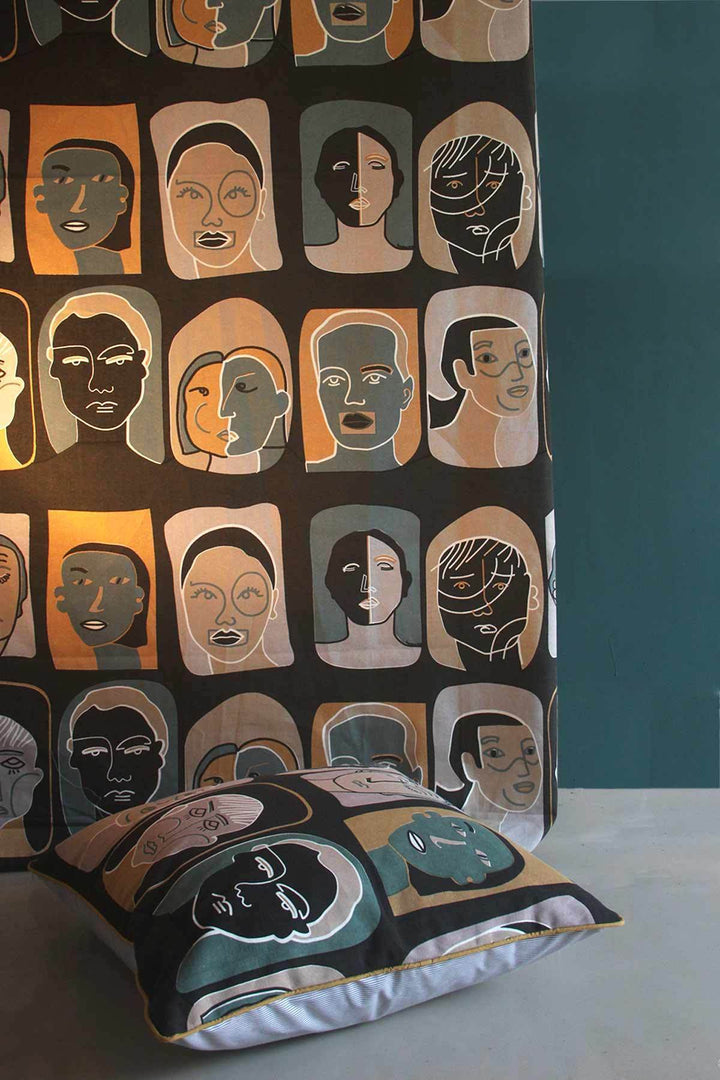 UPHOLSTERY FABRIC Face To Face Charcoal Upholstery Fabric