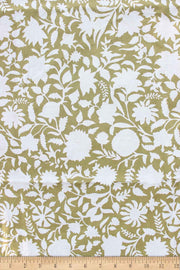 COTTON FABRIC AND CURTAINS Flora Cotton Fabric And Curtains (Olive)