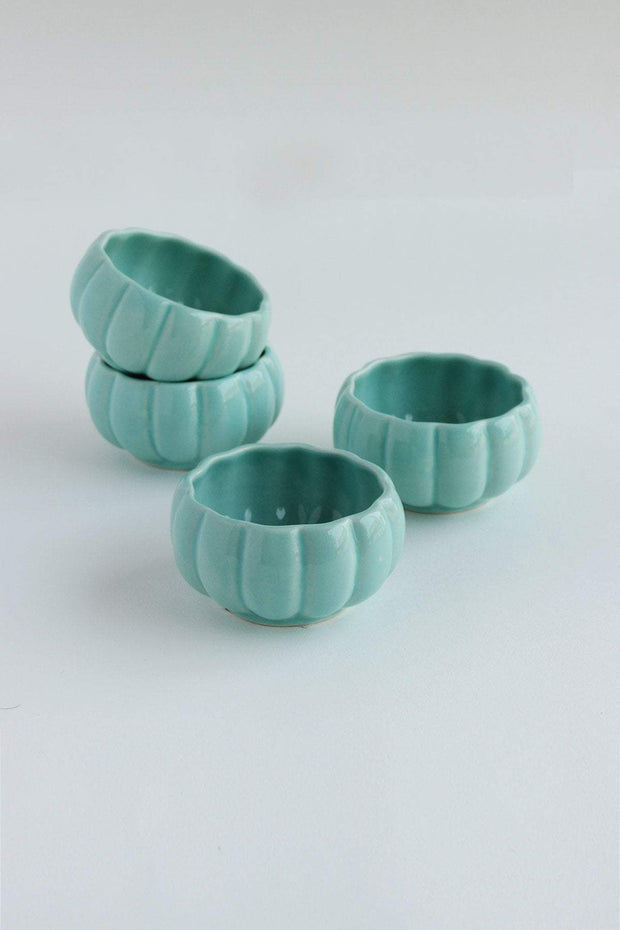 A Set Of 2 Ceramic Katori In Mint Shade And Handcrafted Design