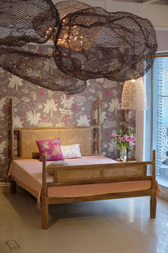 BED Four Poster Wicker Bed (Natural)