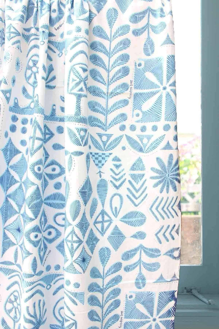 COTTON FABRIC AND CURTAINS Freedom Folk Cotton Fabric And Curtains (Indigo)