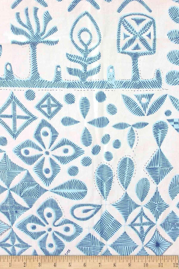 COTTON FABRIC AND CURTAINS Freedom Folk Cotton Fabric And Curtains (Indigo)