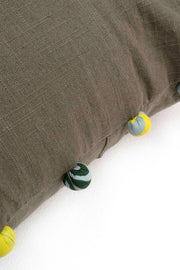 SOLID & TEXTURED CUSHIONS Freedom Pompom Forest Moss Green (41 Cm X 41 Cm) Cushion Cover