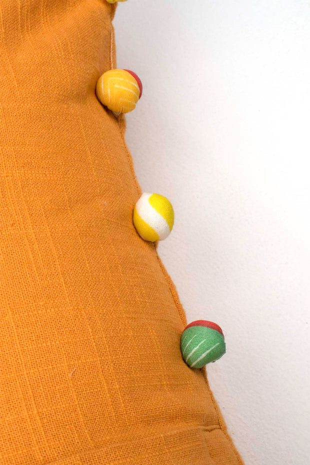 SOLID & TEXTURED CUSHIONS Freedom Pompom Mango Passion Orange (41 Cm X 41 Cm) Cushion Cover