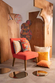 SOLID & TEXTURED CUSHIONS Freedom Pompom Mango Passion Orange (41 Cm X 41 Cm) Cushion Cover