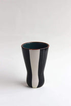 Glass Shape Ceramic Vase (Black And White)