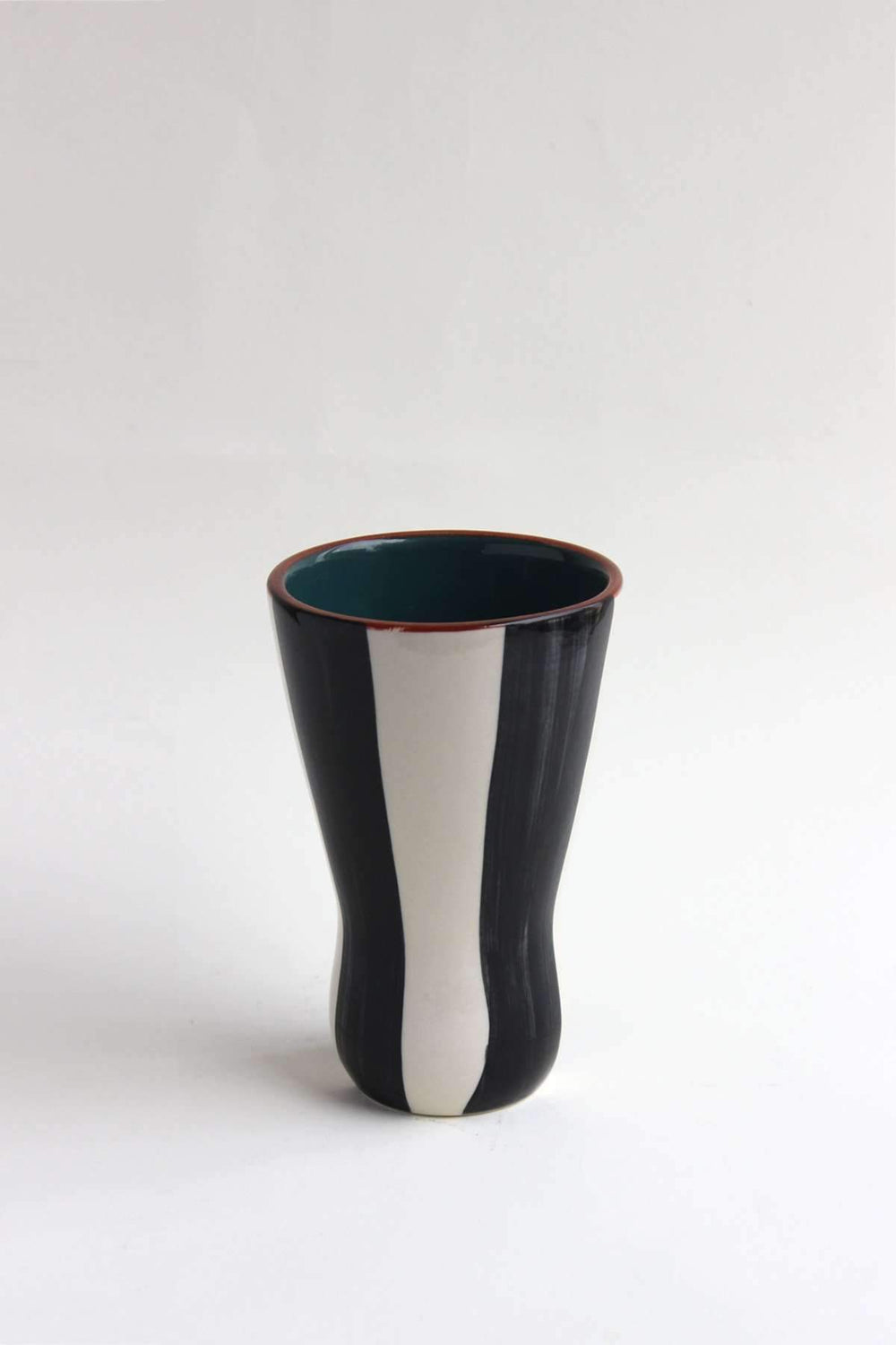 Glass Shape Ceramic Vase (Black And White)