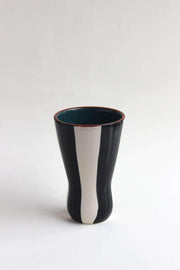 FLOWER VASE Glass Black & White Ceramic Vase