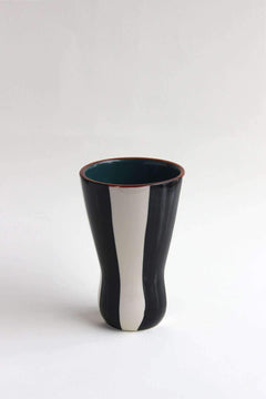 Glass Shape Ceramic Vase (Black And White)