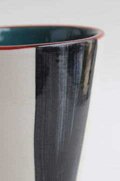 FLOWER VASE Glass Black & White Ceramic Vase