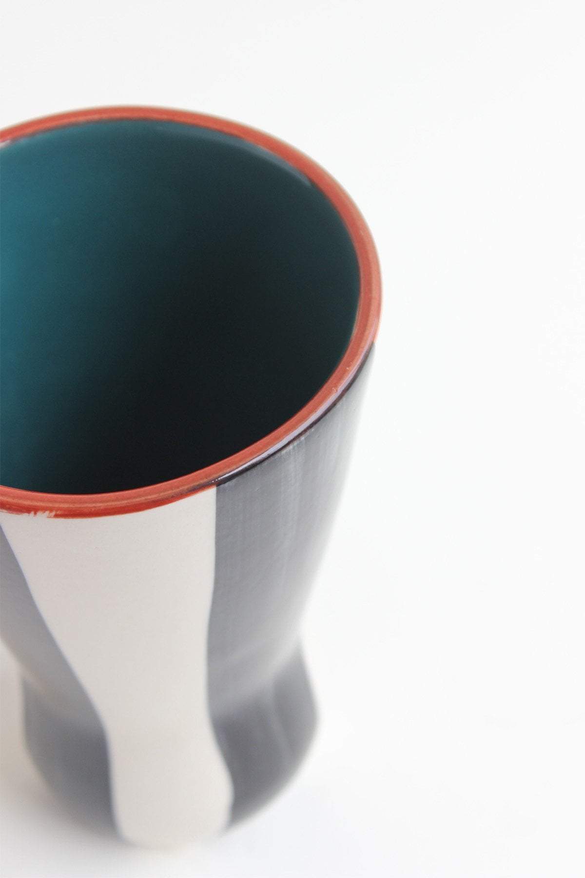 FLOWER VASE Glass Black & White Ceramic Vase