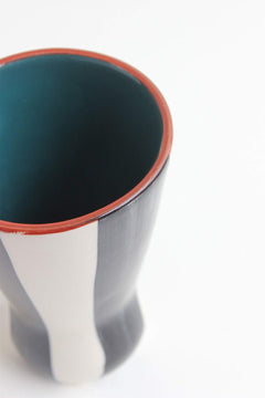 FLOWER VASE Glass Black & White Ceramic Vase