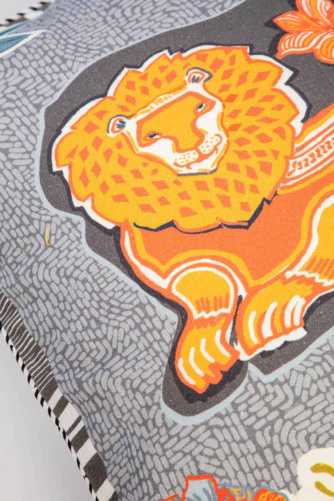 PRINTED & PATTERN CUSHIONS Good Natured Lion (46 Cm X 46 Cm) Cushion Cover (Grey Stone)